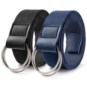 Cloth Canvas Belt Men with Double Ring Buckle Web Belt