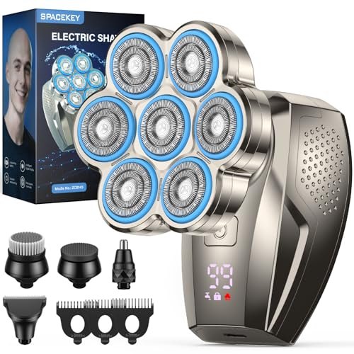 7D Head Shaver for Bald Men, 5-in-1 Magnetic Detachable Electric