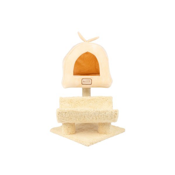 Armarkat 31-In Faux Fleece Real Wood Scratching Post And Condo Cat Tree, Goldenrod | PetSmart