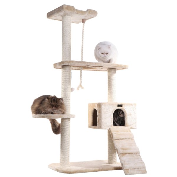Armarkat 58-In Faux Fur Real Wood Cat Tree, Beige, Size: 40 lb | PetSmart