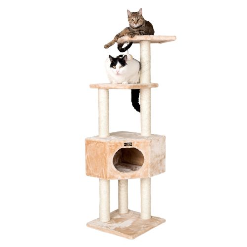 Armarkat 52-In Classic Faux Fur Real Wood Cat Tree Gym Furniture, Beige, Size: 20 lb | PetSmart