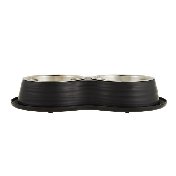 Top Paw Melamine And Stainless Steel Double Diner Dog Bowls, Tan/Green/Black, 60 oz, 3.75-Cup | PetSmart