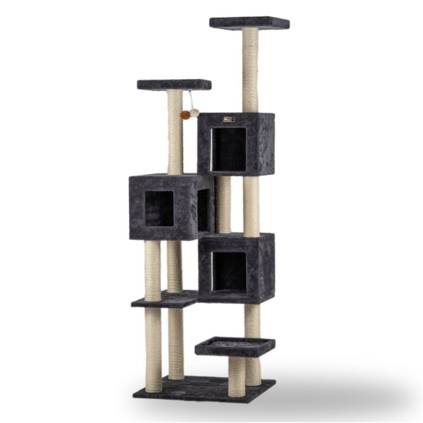 Armarkat 80-In Real Wood Cat Tower With Condos For Multiple Cats, Dark Gray in Grey | PetSmart