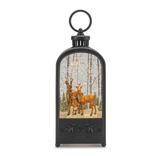 9.5 LED Snow Globe Lantern with Forest Deer By Melrose | Michaels