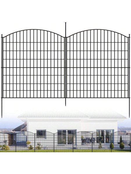 WhizMax Home Metal Decorative Garden Fence 10 or 15 Panels No Dig Decorative Fence With Gate For Outdoor Yard Patio Animal Barrier Rustproof Metal