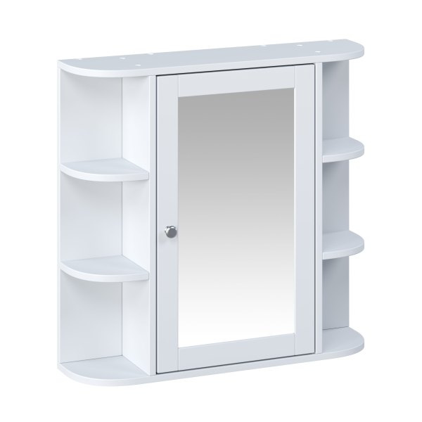 Bathroom Medicine Cabinet with Mirror and 6 Open Shelves