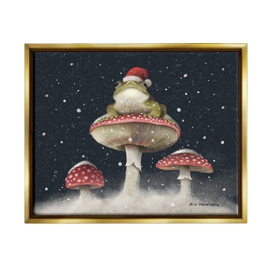 Stupell Industries Frog In Santa Hat Snowy Mushrooms Framed Art in | x | Michaels