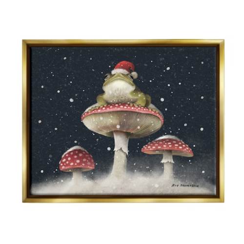 Stupell Industries Frog In Santa Hat Snowy Mushrooms Framed Art in | x | Michaels