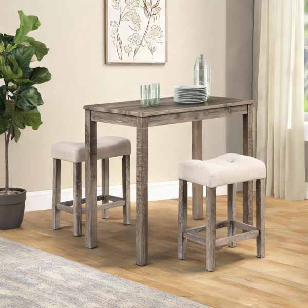 chillscreamni Counter Height Dining Set with Upholstered Stools for Two Neutral Beige Rectangle Compact Modern Table one_size | 7GQYMA2OCMWC