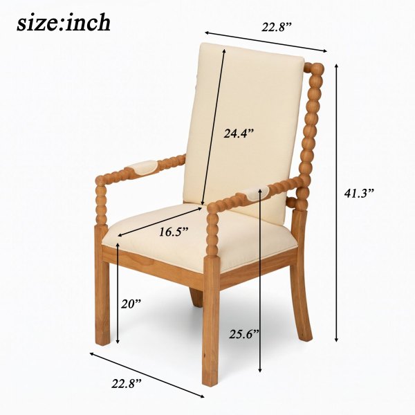 LUXEYARD Set of 2 Rubber Wood Dining Chairs Upholstered Fabric Kitchen Chairs with High Density Sponge Cushion Modern Dining Room Chairs for Home