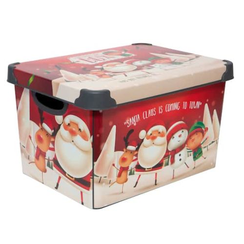 Simplify Santa Clause is Coming to Town Storage Tote Bin in Red | 15.4 x 11.4 x 9.25 | Michaels