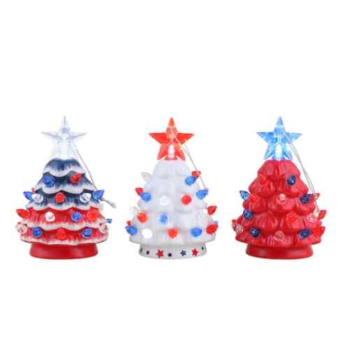 Mr. Christmas Mini Nostalgic Ceramic Patriotic Trees Set | 4 | Michaels