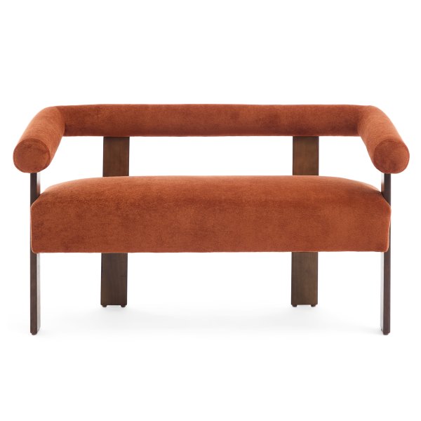 Tinyhomie Round Armrest Loveseat Sofa Dark Orange Brown one_size | LW-Y-OR-9026