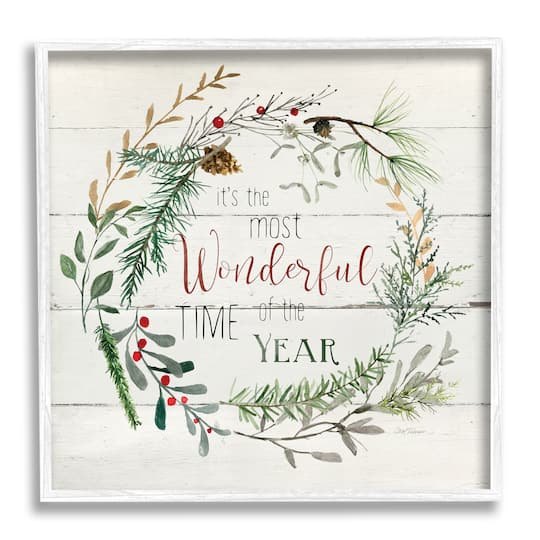 Stupell Industries Wreath Framed Giclee Art in White | x | Michaels
