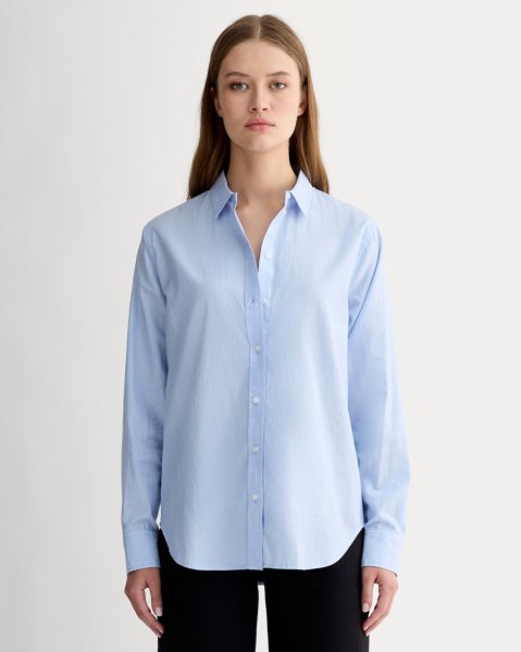 Everlane Must-Have Shirt, Silky Cotton, Pale Blue, Size 14