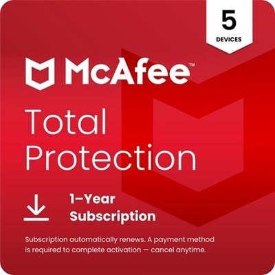 Download McAfee Total Protection 5 Device 1Yr Subscription