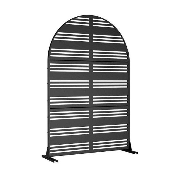 72 in. x 47 in. Outdoor Galvanized Metal Garden Fence in Lattice Pattern in Black