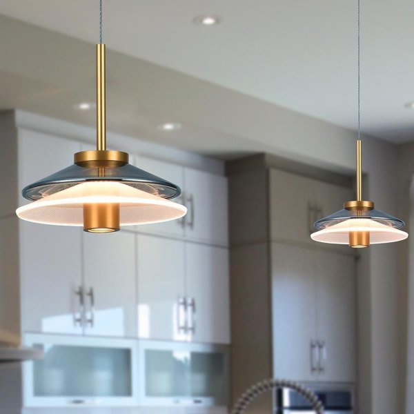 Verona 7 in. 1-Light ETL Certified Integrated LED Black Pendant Lighting Fixture with Glass Shade
