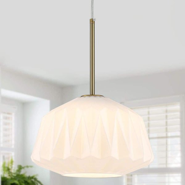 1-Light Adjustable Pendant Light with Glass for Kitchen Island