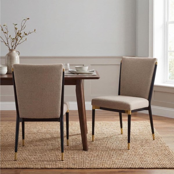 Brown and Black Metal Frame Chair Set of 2