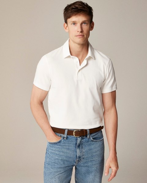 Sueded cotton polo shirt