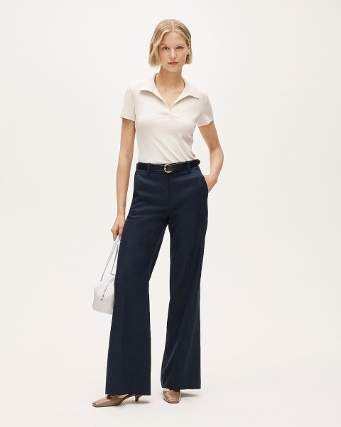 pant in stretch linen blend