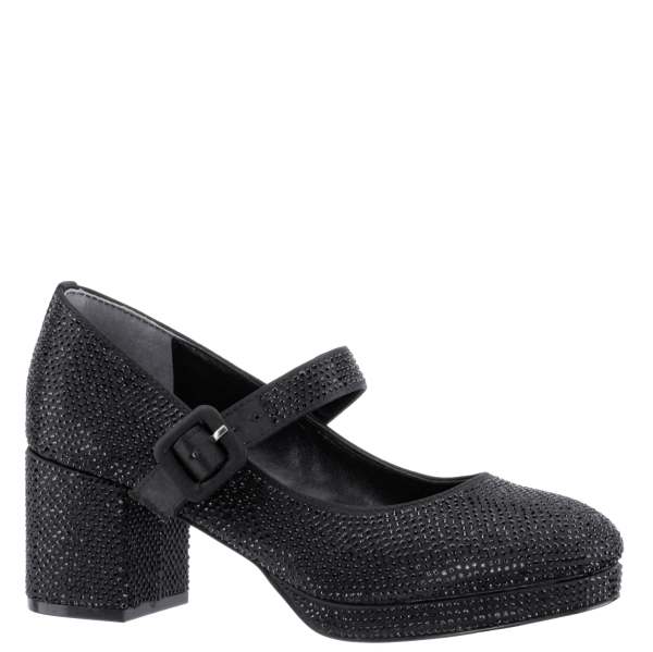 Girls Catalina2 Black-Satin/Stones | Nina Shoes
