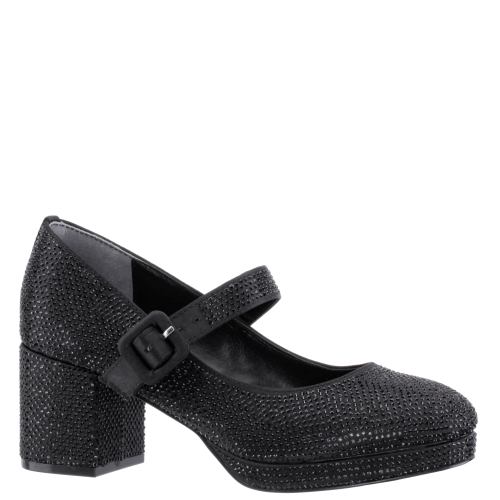 Girls Catalina2 Black-Satin/Stones | Nina Shoes
