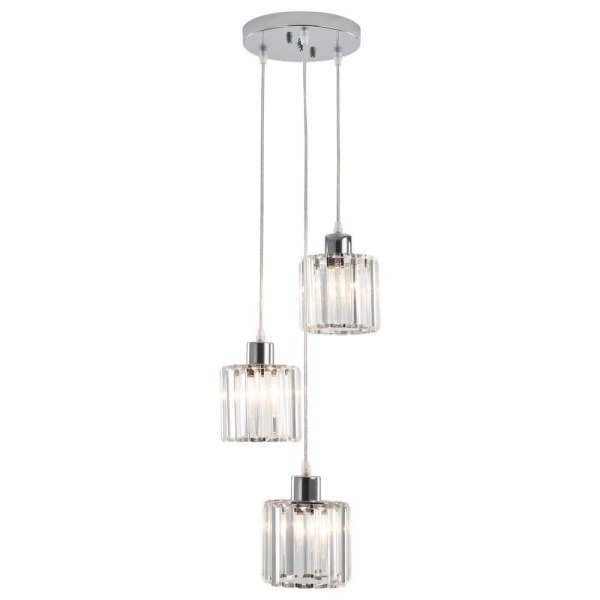 3 Light Chrome Round Crystal Chandelier for Kitchen Island Dining Room Bedroom with No Bulbs Included