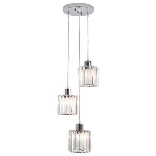 3 Light Chrome Round Crystal Chandelier for Kitchen Island Dining Room Bedroom with No Bulbs Included