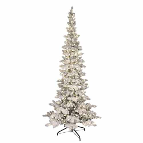 Pre-Lit Flocked Artificial Tree, Lights By Puleo International in Green | x | Michaels