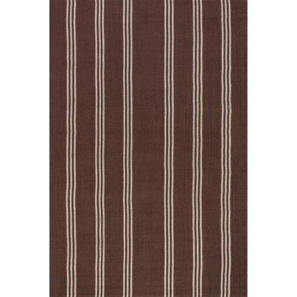 Hawthorn Striped Wool Dark Brown 6 ft. x 9 ft. Indoor/Outdoor Patio Area Rug