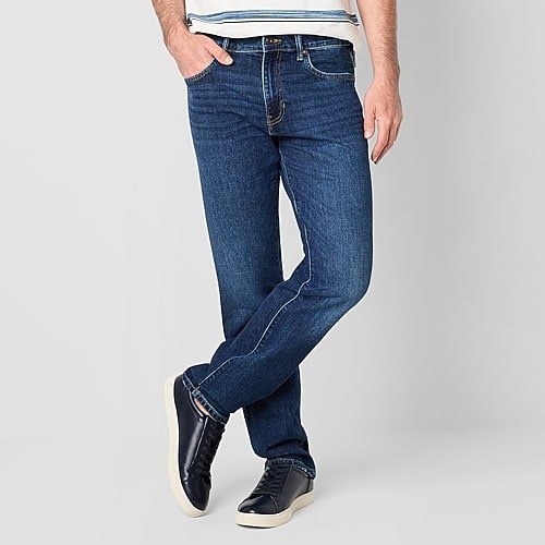 mutual weave Mens Stretch Fabric Straight Leg Jean, Blue