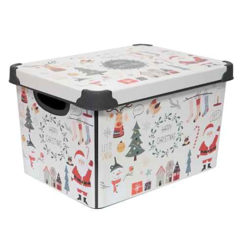 Simplify Happy Christmas Storage Tote Bin in Blue | 15.4 x 11.4 x 9.25 | Michaels