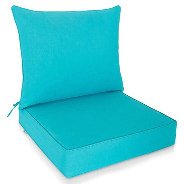 25 in. W x 25 in. D Blue Universal Outdoor Dining Chair Seat Back Cushion