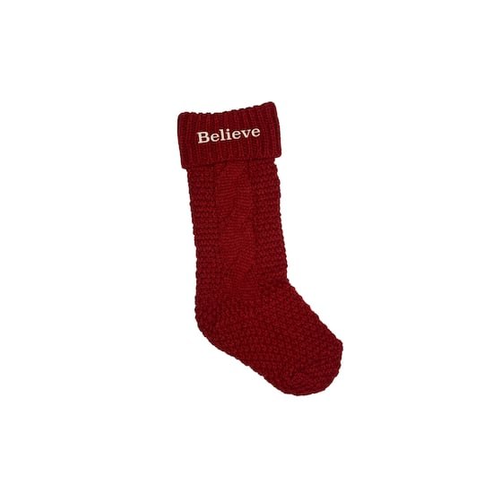 18 Believe Cable Knit Stocking By Designs Direct in | 5.57 x 18 | Michaels