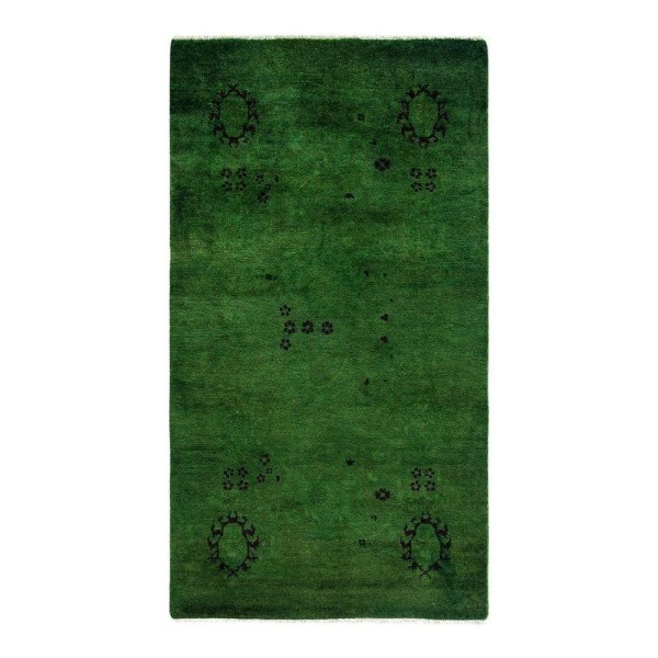 Overdyed Green 3 ft. x 5 ft. Solid Wool Indoor Area Rug