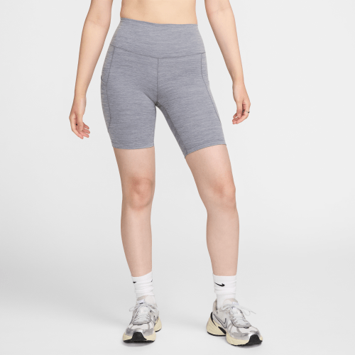 Nike Womens One High-Waisted 8 Biker Shorts with Pockets in Grey | FZ6758-084