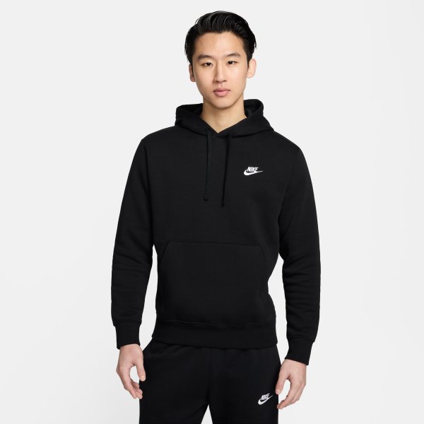 Mens Nike Sportswear Club Fleece Pullover Hoodie in Black | BV2654-010
