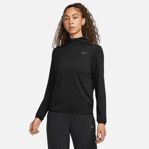 Nike Womens Swift Element UV Protection 1/4-Zip Running Top in Black | FB4316-010