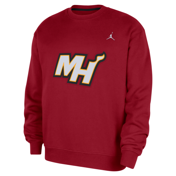 Mens Miami Heat Statement Essentials Jordan NBA Fleece Crew-Neck Sweatshirt in Red | HM7592-608