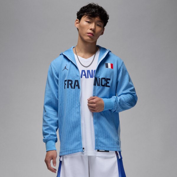 Nike Mens France Jordan Dri-FIT ADV Basketball Game Jacket in Blue | FZ1627-441