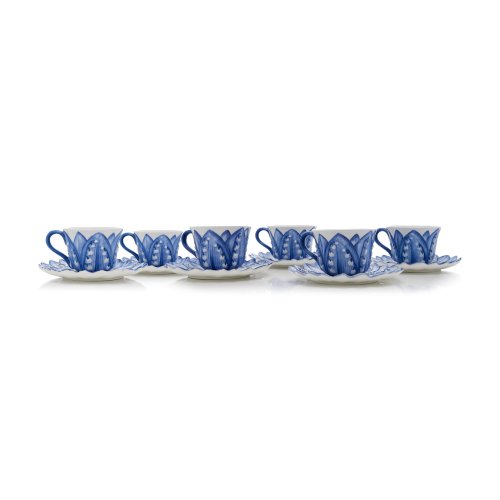 Moda Domus – Set-of-Six Lily Of The Valley Ceramic Breakfast Cup and Saucer – Blue – Moda Operandi