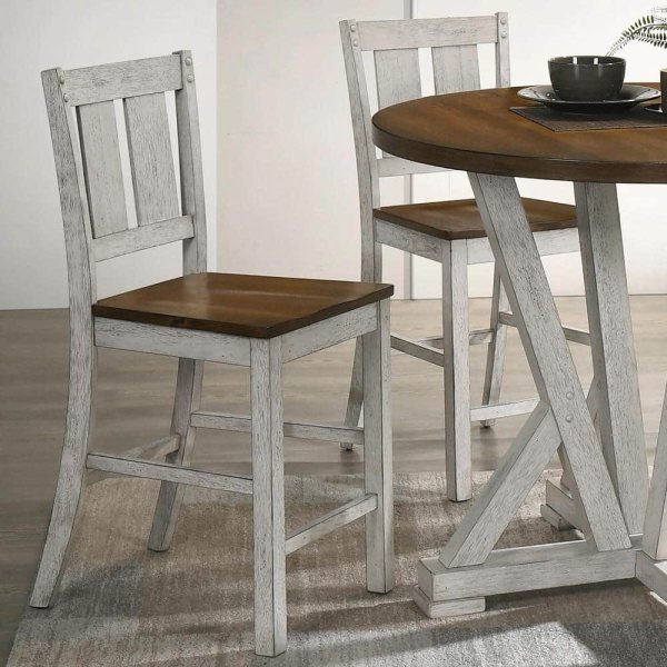 Rhysdee Light Oak and Antique White Wood Counter Height Side Dining Chair (Set of 2)
