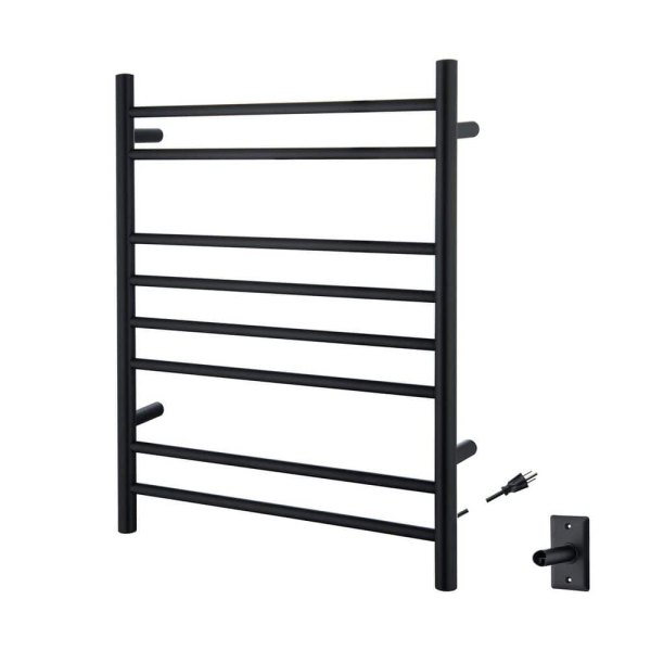 8 Towel Holders Screw-In Plug-In and Hardwire Wall Mounted Towel Warmer in Matte Black