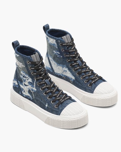 MARC JACOBS Marc Jacobs The Rip And Repair Denim High Top Sneaker in Punk Indigo
