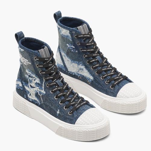 MARC JACOBS Marc Jacobs The Rip And Repair Denim High Top Sneaker in Punk Indigo