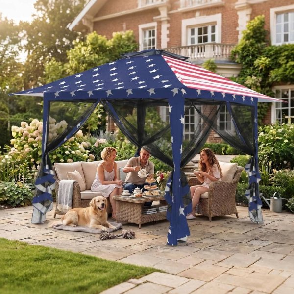 13 ft. x 13 ft. Pop-Up Gazebo Tent Instant with Mosquito Netting and 4-Sand Bags