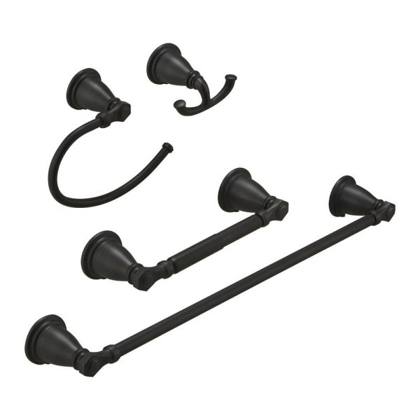 Bathroom Hardware Set 4-Piece Bath Hardware Set with Towel Bar, Robe Hook, Toilet Paper Holder in Oil Rubbed Bronze
