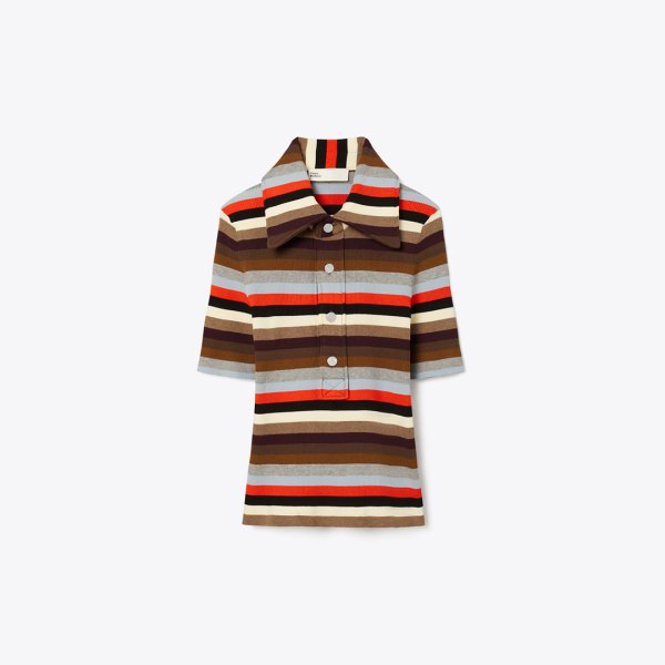 Tory Burch Viscose Ribbed Polo